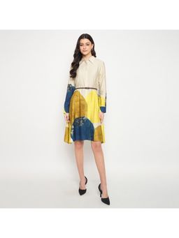 Madame - Beige Rayon Blend Shirt Mini Dress