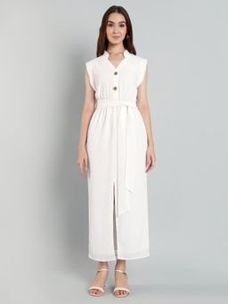 MISH - Solid White Sleeveless Full Length Maxi Dress