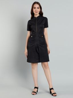 MISH - Charcoal Zip-Front A-Line Fit Mini Dress