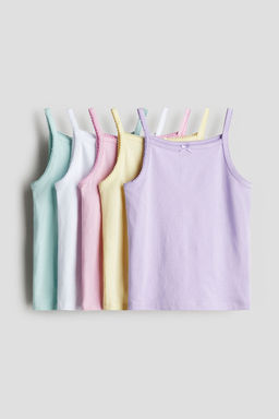 H&M - Girls 5-Pack Jersey Vest Tops