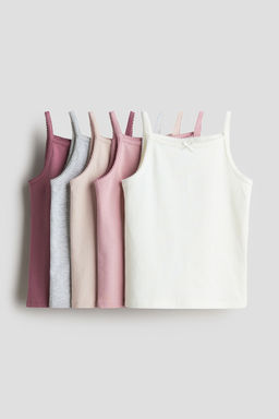 H&M - Girls 5-Pack Jersey Vest Tops