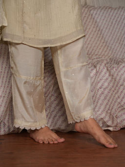 PANTS AND PAJAMAS - Sege Cream Cotton Silk Pant