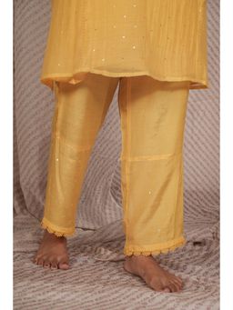 PANTS AND PAJAMAS - Yellow Cotton Silk Pant