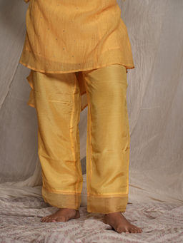 PANTS AND PAJAMAS - Yellow Cotton Silk Pant