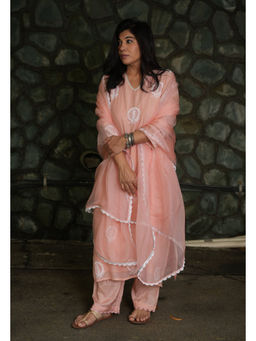 PANTS AND PAJAMAS - Blush Pink Organza Dupatta