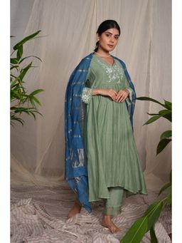 PANTS AND PAJAMAS - Blue Chanderi Dupatta