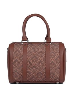 Zouk - Women's Brown Floral Design Vegan Leather Handmade Handbag