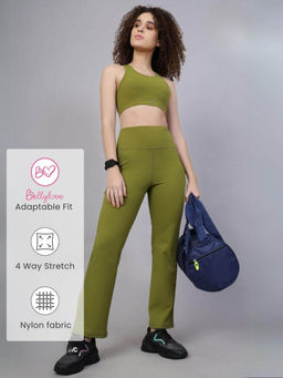 Zelena - Women Nylon Ankle Length Postpartum Flat-Seam Pant with 3 Pocket - Olive