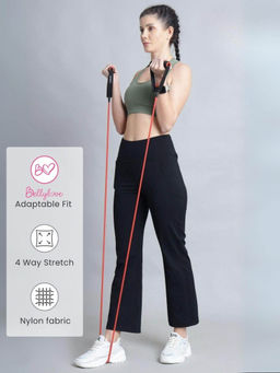 Zelena - Women Nylon Ankle Length Postpartum Flat-Seam Pant with 3 Pocket - Black