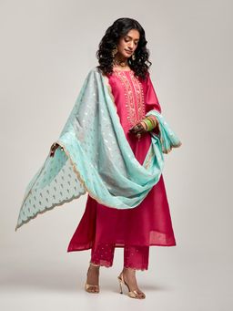 Anantaa by Roohi Trehan - Zari Motifs Dupatta - Blue