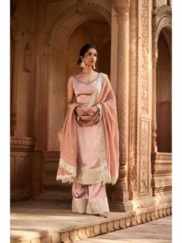 Saanjh by Lea - Ati Pink Slit Kurta with Palazzo and Dupatta