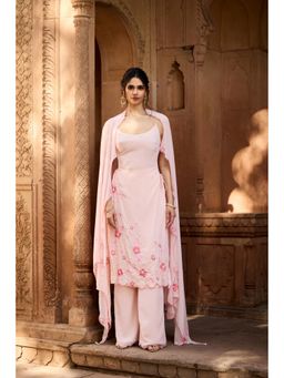 Saanjh by Lea - Raaya Baby Pink Hand-Embroidered Kurta with Palazzo and Dupatta