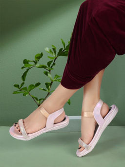 ELLE - Pink Elastic Round Toe Women Sandals