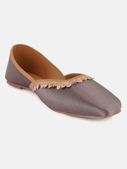 Iconics - Grey Slip On Square Toe Women Mojaris