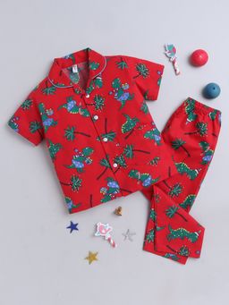 The Magic Wand - Unisex Xmas Print Shirt and Pyjama-Red (Set of 2)