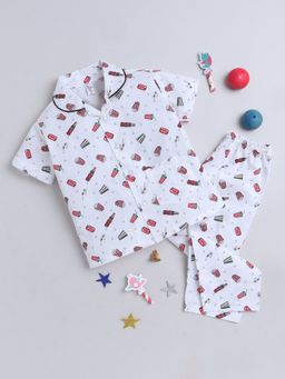 The Magic Wand - Unisex Candy Print Shirt and Pyjama-White (Set of 2)