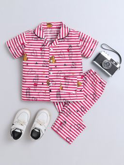 The Magic Wand - Unisex Aquatic Animal Printed Shirt and Pyjama-Red (Set of 2)