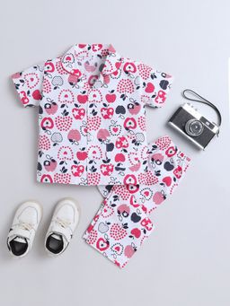 The Magic Wand - Unisex Apple Printed Shirt and Pyjama-White (Set of 2)