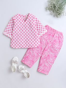 The Magic Wand - Floral Printed Lace Top and Pyjama-Pink (Set of 2)