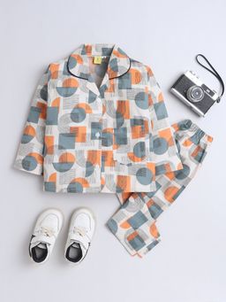 The Magic Wand - Unisex Geometric Shapes Printed Shirt and Pyjama-Multi-Colour (Set of 2)