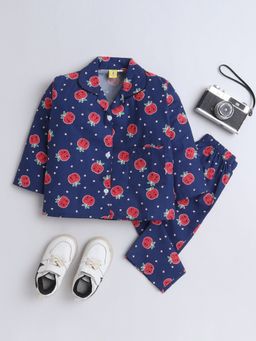 The Magic Wand - Unisex Fruit Printed Shirt and Pyjama-Navy Blue (Set of 2)