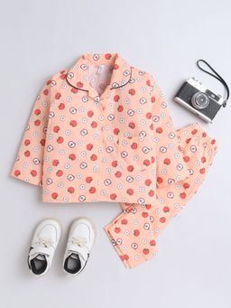 The Magic Wand - Unisex Fruit Printed Shirt and Pyjama-Peach (Set of 2)