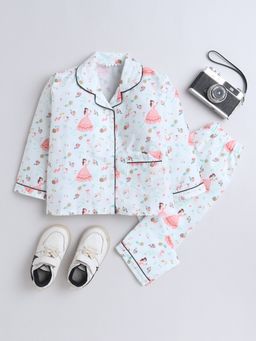 The Magic Wand - Unisex Princes Printed Shirt and Pyjama-Sea Green (Set of 2)