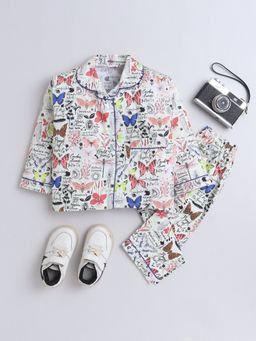 The Magic Wand - Unisex Butterfly Printed Shirt and Pyjama-Yellow (Set of 2)