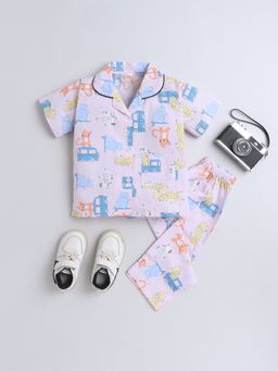 The Magic Wand - Unisex Car Printed Shirt and Pyjama-Pink (Set of 2)