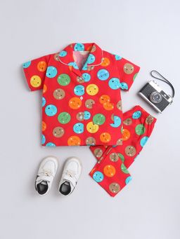 The Magic Wand - Unisex Printed Shirt and Pyjama-Red (Set of 2)