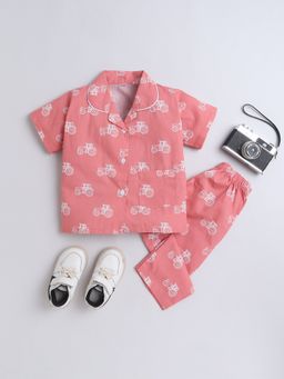 The Magic Wand - Unisex Vehicle Printed Shirt and Pyjama-Peach (Set of 2)