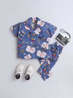 The Magic Wand - Unisex All Over Printed Shirt and Pyjama-Royal Blue (Set of 2)