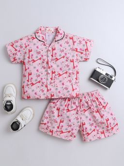 The Magic Wand - Unisex Printed Shirt and Shorts -Pink (Set of 2)