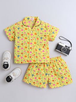 The Magic Wand - Unisex Fruit Printed Shirt and Shorts -Yellow (Set of 2)