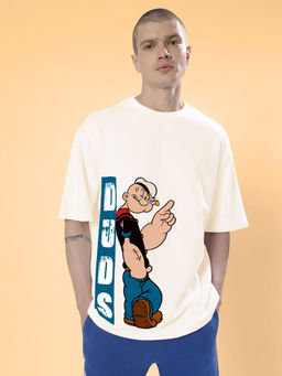 WEARDUDS - Mens Cream Popeye Over-Sized T-Shirt