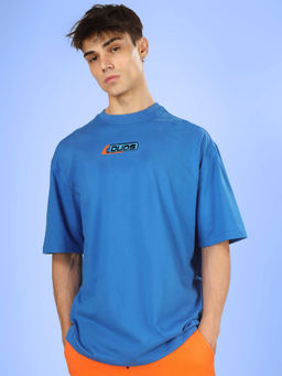 WEARDUDS - Mens Blue Robo Shark Over-Sized T-Shirt