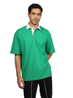 WEARDUDS - Mens Green Oversized Polo T-Shirt