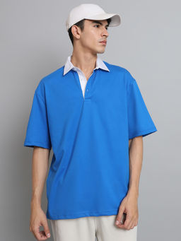 WEARDUDS - Mens Royal Blue Oversized Polo T-Shirt