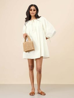 Celery - Womens Cotton Solid White Dress