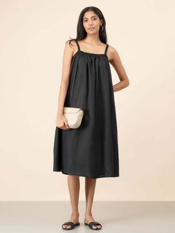 Celery - Womens Cotton Solid Black Dress