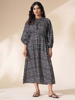 Celery - Womens Cotton Printed Black Dress