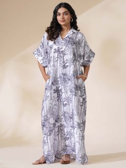 Celery - Womens Satin Printed Grey Dress