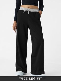 The Souled Store - Originals Solids: Black Oyster Women Flared Trackpant