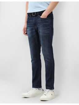 U.S. Polo Assn. Denim Co. - Navy Blue Cotton Blend Solid Tapered Jeans