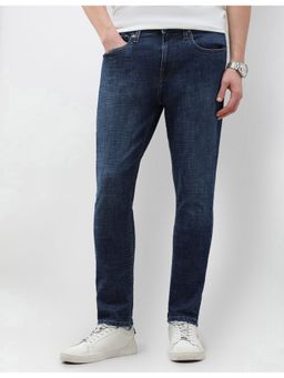 U.S. Polo Assn. Denim Co. - Navy Blue Cotton Blend Solid Tapered Jeans