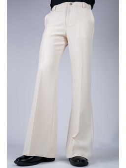 Perch - Cream Solid Boot Cut Fit Pant