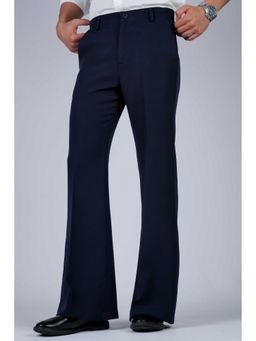 Perch - Navy Blue Solid Boot Cut Fit Pant