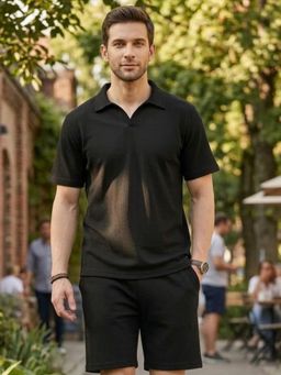 RIGO - Black Cotton Textured Co-Ord Set