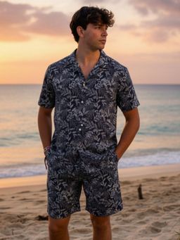 RIGO - Blue Rayon Floral Co-Ord Set
