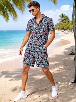 RIGO - Indigo Rayon Floral Co-Ord Set
